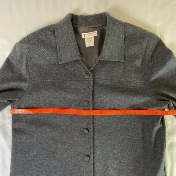 Talbots Vintage 90's Business Suit Charcoal Gray Ponte Knit Jacket Skirt Size 12 - Picture 9 of 15